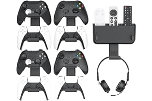 OIVO VGA DESIGN Support Mural pour Manette, Casque et Télécommande sans Perçage, 4 Packs de Jeux 8 Manettes, Support de Crochet de Suspension pour PS5/ PS4/ XBOX/ Switch, Support et Étagère Murale Holer avec Adhésifs