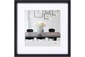 walther design Bilderrahmen schwarz 40 x 40 cm mit Passepartout, Steel Style Kunststoffrahmen ES440B