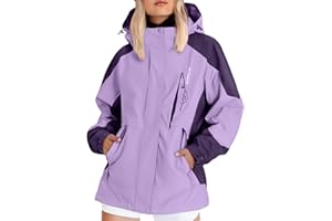 riou Cortavientos Mujer Impermeable Gabardina Chaquetas de Lluvia con Capucha Viento Portable Casual Abrigos Ligera Encapuchado Cortavientos Plegable Transpirable Cremallera Cazadoras Raincoat