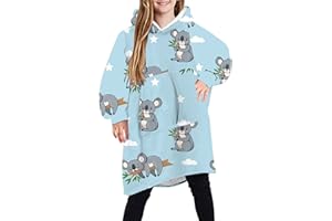 ADISPUTENT Kids Blanket Hoodie Oversized Snuggle Fluffy Sweatshirt Fleece Blanket with Giant Pocket Soft Warm Cozy Sherpa Hoodie Wearable Blanket for Teens Girls Boys