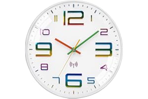 VINILITE Zegar ścienny z cyframi 3D sterowany radiowo cichy nowoczesny zegar ścienny do kuchni, biura, sypialni