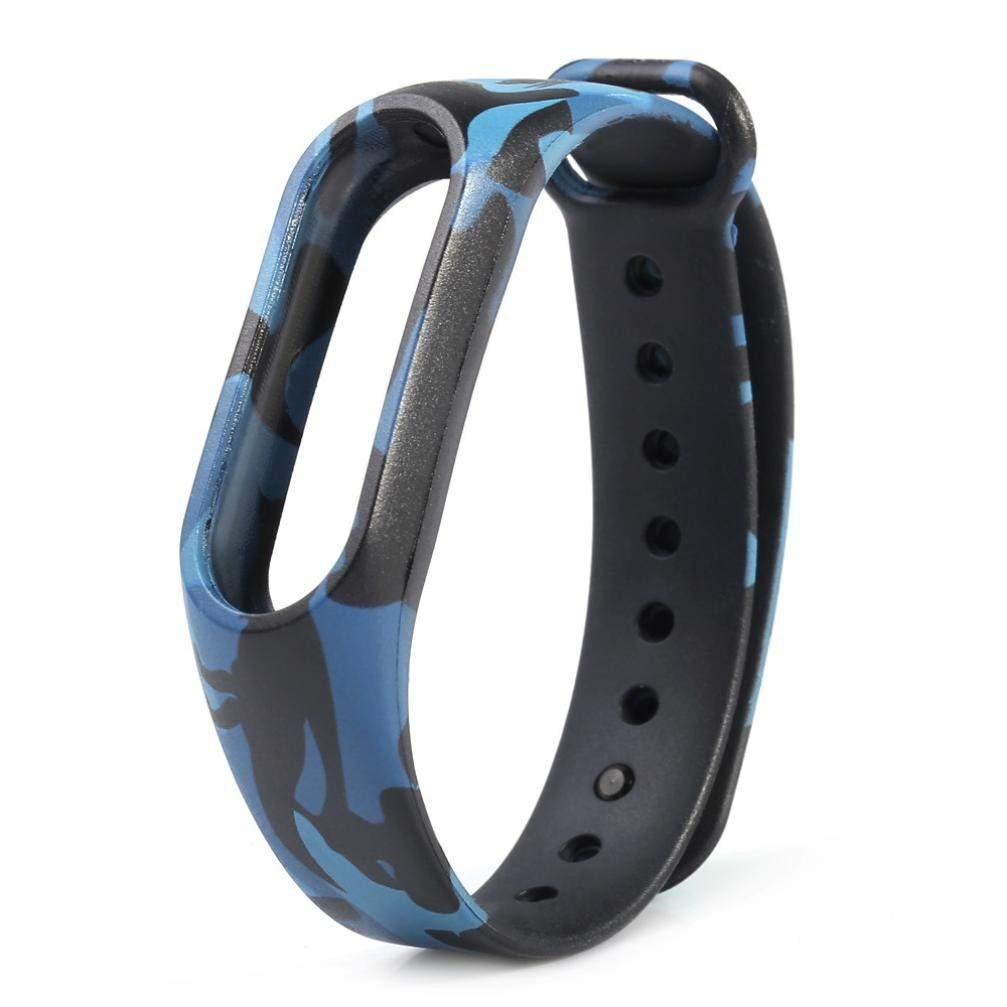 iloft Camouflage Army Style Wristband Strap for Xiaomi Mi Band 2 and Mi Band HRX Edition with Adjustable Buckle - Army Blue