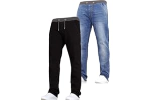 AUNNO New Boys Kids Multipack Designer Branded Stretch Slim Fit Denim Elasticated Waist Jogger Pull On Jeans Pants by JEANBASE Black/Midwash 14-15 Years