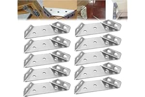 DONUBIIU Universal Stainless Steel Furniture Corner Connector, Furniture Triangle Support Frame, Stainless Steel Angle Corner Brackets for Wood, Angle Fasten Connector, Three Sided Corner Bracket(10pcs)