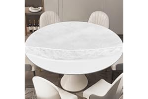 LUPATDY Mantel redondo de 110 cm, mantel elástico para exteriores con goma, resistente a la intemperie, protector de mesa de plástico transparente, mantel de jardín para bodas, transparente