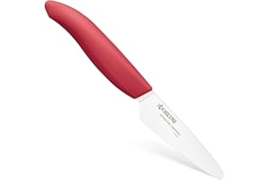 Kyocera GEN RED ceramiczny nóż do obierania, ostrze 7,5 cm, ergonomicznie ukształtowany uchwyt, bardzo ostry nóż kuchenny, profesjonalny nóż szefa kuchni, mały, ostry