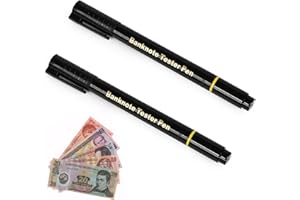 iLamvie 2 Pz Rivelatore Banconote False, Marchio Chiaro O Scuro,Penna Controllo Per Soldi Professionale, Verificare Euro Dollaro Sterlina Falsi,Rilevatore Di Banconote False,Libbre,Nero