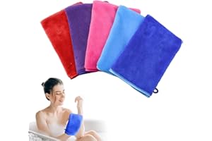 OHREN 4 PCS Guanti Struccanti in Microfibra, Guanti Lavabili per Rimuovere il Trucco, Morbidi Guanti per il Viso, Panno in Coral Fleece per Bagno e Spa (15x21 cm) (4 Colori)