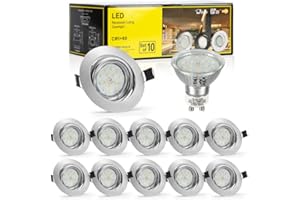 Bojim LED Recessed Ceiling Lights Downlight, 10X GU10 Recessed Spotlights Warm White 2700K 6W 550lm, LED Spot Lights for Ceiling, 60 Degree Adjustable 230V IP20 for Bedroom Living Room, No Fire Rated