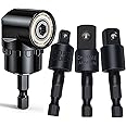 Fruholt 4-in-1 Impact Flexible Drill Bit Extension Set, 105° Right Angle Drill Attachmen, Rotatable Joint Socket 1/4 3/8 1/2 In Hex Socket Adapter, Christmas Stocking Stuffers for Men Adults Dad