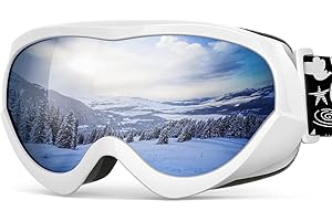 OutdoorMaster Gogle narciarskie dla dzieci – kompatybilne z kaskiem gogle śnieżne dla chłopców i dziewcząt ze 100% ochroną przed promieniowaniem UV
