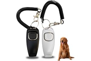 RAMGLYO 2 pezzi fischietto per cani con clicker e cordino, set di clicker per cani, per l'addestramento dei cani, richiamo Rütter, fischietto clicker