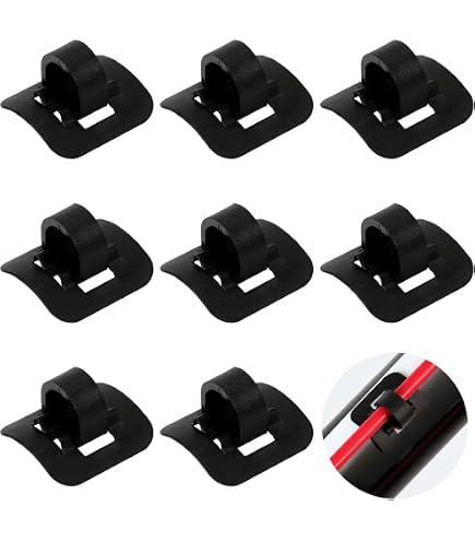Clips De Câble Vélo | Lot De 10 | Guide-Câble Noir Pour VTT Et Ville | Installation Adhésive Ou Vis | Aluminium/Plastique