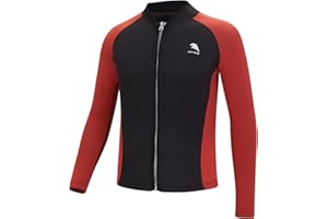 Veste de plongée pour homme et femme en néoprène de 2 mm avec fermeture éclair sur le devant et manches longues