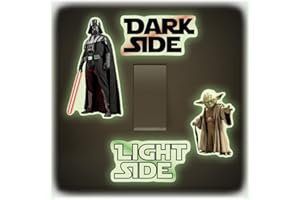 Star Wars Light Switch Stickers. Black, Colour, or Glow-in-The-Dark. Decal Child Room Lightswitch Wall Vinyl Dark Side Darth Vader yoda by SuperDuperDecor® - Glow-in-Dark
