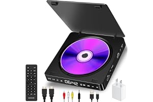 DVD-spelare, DVD-spelare för TV, kompakt DVD-spelare i alla region, mikrofonuttag, stöder USB-uppspelning, NTSC/PAL DVD-spelare med HDMI och RCA-kablar