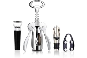Drincarier Rostfreier Stahl Öffner für Wein Korkschraube Flaschenöffner mit Foil Cutter Wine Stoper (02 corkscrew with vacuum stopper)