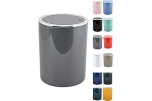 MSV Cubo de Basura 6 litros, ABS Plástico, colección KAMAKA, Color Gris