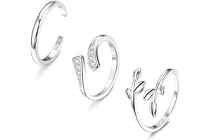 Adramata 3 Stücke 925 Sterling Silber Zehenringe für Damen Mädchen Verstellbare Finger Knöchel Ringe Set Offene Daumenringe Strand Sommer Gold Silber Zehenringe