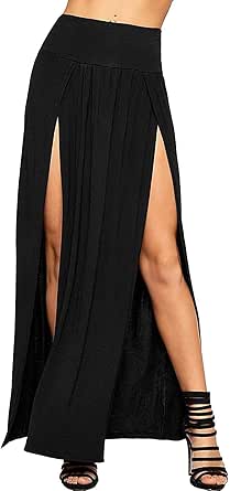 white double split maxi skirt