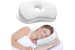 Babyezz Ohrlochkissen für Seitenschläfer mit Ohrloch für CNH und Ohrenschmerzen Ohrenentzündung Druckstellen, Füllung aus Baumwolle und Polyester, waschbar und verstellbar (Weib)