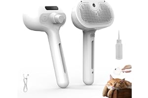 LONGGAOGAO RenuDog Brush,Freshfur ShowerBrush+bathing Solution, 3 in 1 Massage Brushes with Handle,Pet Spray Hair Removal Comb with Steamer,Rechargeable Cleaning Spray Comb Suitable for cats and dogs (White)