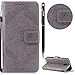 Produktbild Galaxy J3 2017(EU Version) Hülle,Galaxy J3 2017 Leather Handyhülle,WIWJ Handyhülle Wallet Case[Imprinting retro Blumen Leder Handy Shell] Flip Schutzhülle für Samsung Galaxy J3 2017-Grau