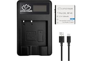 LOTUS POWER Reemplazo de Paquete de Batería NP-40 con Cargador, Batería NP40 y Cargador para Cámaras Digitales Casio Exilim EX-Z750 / AZ421 / Pentax XG-1 (1 Cargador y 1 Batería)