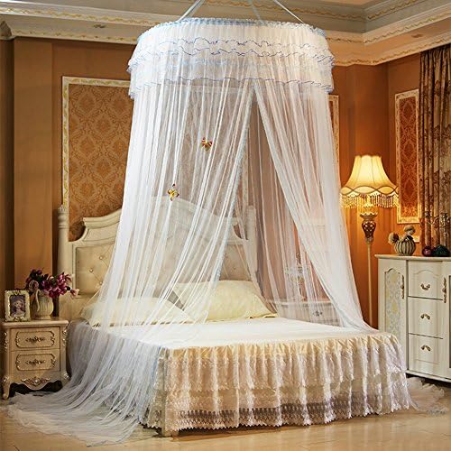 TYCN Mosquito Net Canopy Lace Dome Princess Bed Cotton Cloth Tents Childrens Room Decorate For Baby Kids Reading Play Indoor Games House Stylish Lace Princess Butterfly Dome Mosquito Net (White)