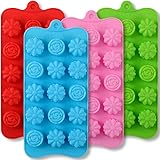 Newk Stampo per fiori in silicone con 15 cavità, 4 confezioni Stampo in silicone per alimenti antiaderente fai-da-te per cioc
