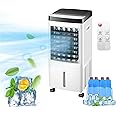 MOTIM Portable Air Conditioners, Evaporative Air Cooler with Remote & Touch Control, 10 Liter Water Tank, 2 Ice Boxes, 3 Speeds & 7H Timer, Fast Cooling Windowless Air Conditioner for Home, Office