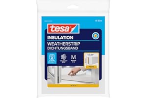 Tesa Moll Standard I-Profil - Guarnizione Adesiva in Schiuma per L'Isolamento Termico di Finestre e Porte - Bianco, 10 m x 15 mm x 4 mm