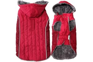 JoyDaog Sudadera con capucha de forro polar para perros pequeños, chaqueta súper cálida para cachorros para abrigos fríos de invierno, rojo, talla S