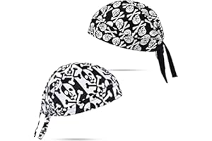 ZOPJUMA 2 Pezzi Bandana Sport Uomo Donna Leggera Traspirante Sottocasco Turbante sotto Casco Pirata Cucina Escursioni Trekking Bici Moto Barca Asciuga Velocemente(Bianco e nero)