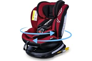 Reecle 360 Swivel Baby Car Seat with ISOFIX, Group 0+1/2/3 (0-36 kg), Approx. 0-12 Years (Red)