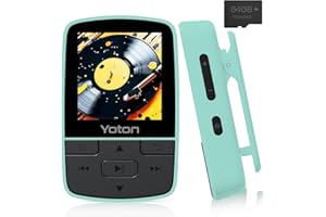 Yoton Reproductor MP3 con Bluetooth 5.2, 64GB Mini HiFi-Music Player con Clip Deportivo, Reproductor MP3 Portátil para Niños con Botón de Volumen Independiente, Radio FM, Auriculares Incluidos, Verde