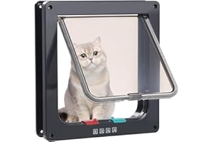 Coptiner Porta per gatti con serratura, grande gattaiola, porta interna di sicurezza per animali domestici, 4 vie, grande porta per gatti e cani di piccola taglia