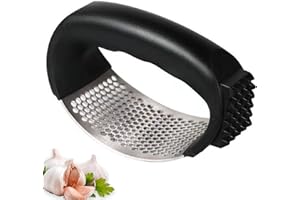 ACZYQWS Best Garlic Crusher - Easy to Use Stainless Steel Garlic Crusher and Mincer Chopper - Garlic Press Rocker with Bottle Opener - Heavy Duty Garlic Presser - Durable Ginger Crusher (Black)