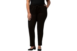Ulla Popken Damen große Größen Übergrößen Plus Size bis 68, Jersey-Hose, Jogginghose, Sporthose, gerade Form, Eingrifftaschen & Stretch Bund 640831