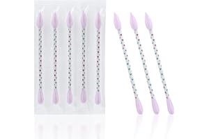 Linglan - Tamponi in cotone 100% naturale, biodegradabili, in legno, 100 pezzi, colore: Rosa