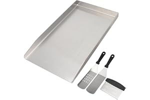 GriHero Piastra Universale in Acciaio Inox 26 x 44,5 cm per Barbecue, Plancha, Accessorio per Barbecue a Gas, Adatto per Weber, Carbone e la Maggior Parte delle Griglie
