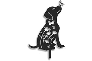 Dkant Decoracion Jardin Exterior Perro de Metal (35x50 cm) - Figuras Jardin - Estacas Decorativas para Jardin - Animales Decorativos de Exterior para Clavar en la Tierra