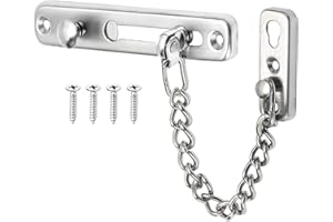 Litensh 2pcs Chaîne de Porte de Sécurité acier inoxydable, Limiteur de Porte Étroit Serrure Verrou Portes Anti-Vol à Ressort, Chaîne de Sécurité de Protection, Verrou pour Fenêtres Hôtels Argenté