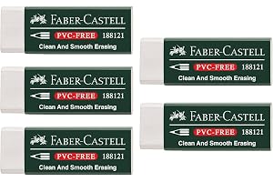 Faber-Castell 205002 Suddgummi, Vit, 5 stycken | Rena raderingar för blyertspennor och färgpennor med lite suddgummi
