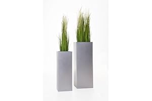 ‎VIVANNO VIVANNO 2er Set Pflanzkübel Blumenkübel Zink Block 80/65 cm in Silber