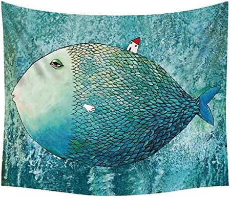 Cute Cartoon Big Fish Decoration Tapestry Wall Hanging Small House Decor Cloth Tapestries Paintings For Children Room Bedside , 001 , 200*150cm