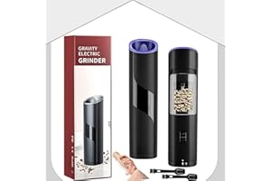 HOMGEN 2pack Electric Salt and Pepper Grinder Set Popular Battery Salt and Pepper Grinders ABS Gravity Electric Salt Automatic Pepper Mill with Anti-Misuse Switch Blue Led Light for Kitchen Picnic etc