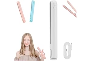 LONNALEE Mini Dual-Purpose Curling Iron,2 in 1 Hair Straightener and Curler,Portable USB Plug-in Small Hair Curler Iron,Ceramic Mini Hair Curling Iron for Short and Long Hair (White)