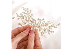 IYOU Peigne à cheveux de mariage argenté avec strass latéraux en cristal pour femmes et filles