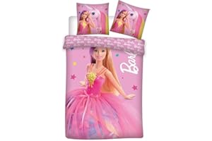 AYMAX Parure de lit réversible Barbie Licorne - 140 cm x 200 cm